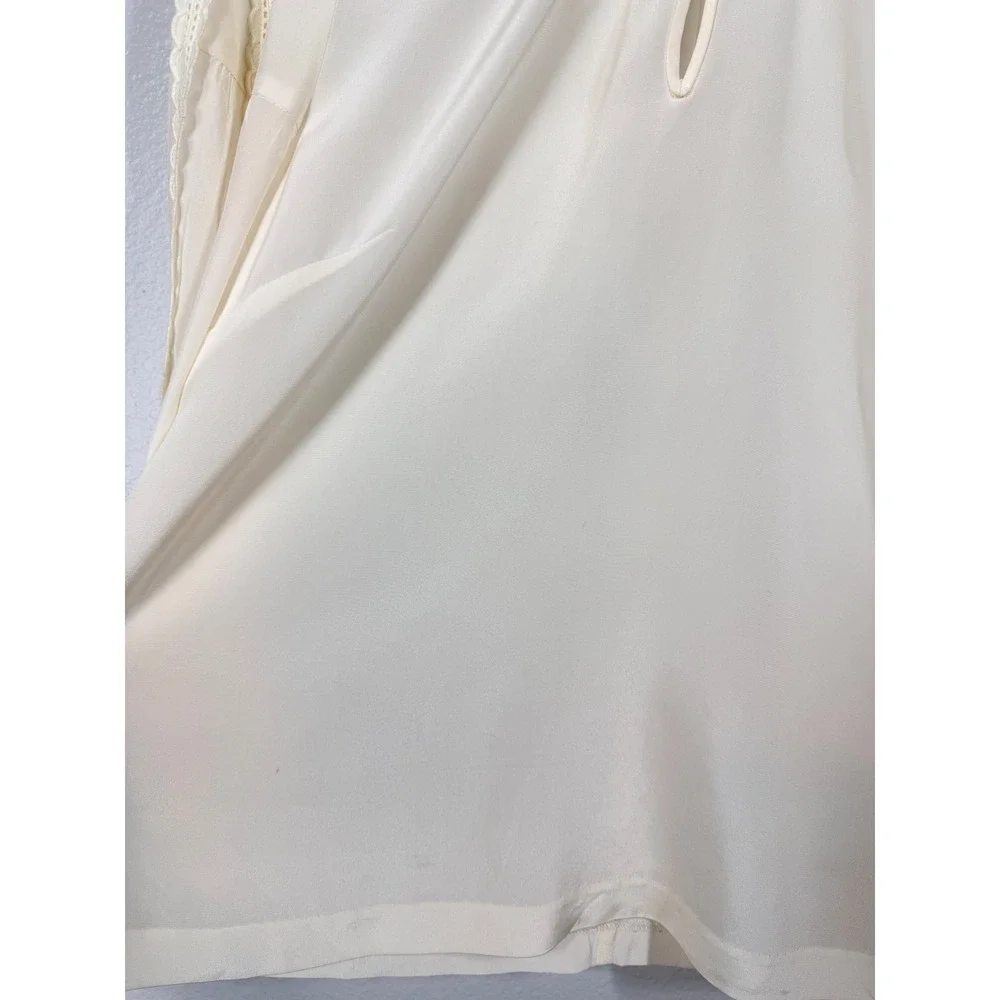 J. Crew Shirt Women's Size 6 Ivory Silk Lace Trim Bell Sleeve Feminine Classic‎